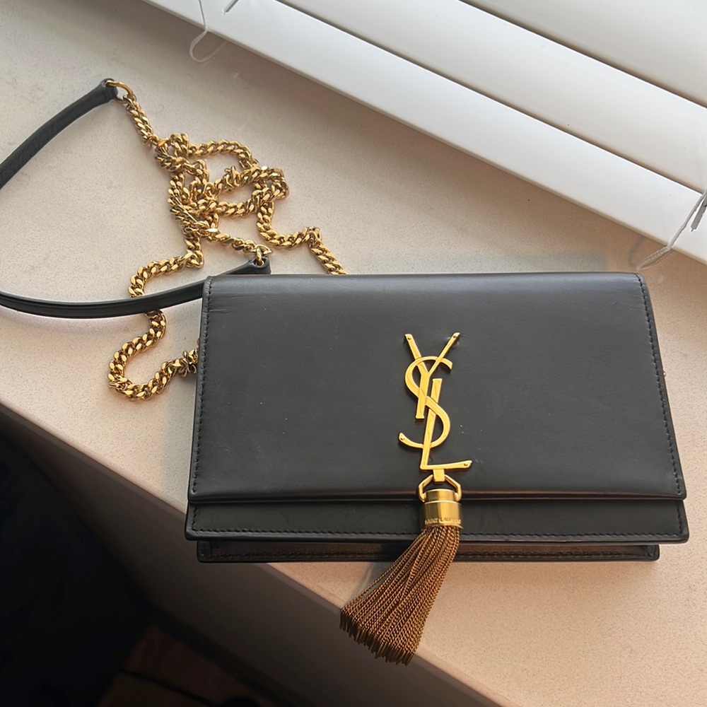 Saint Laurent Kate Monogram Tassel Leather Shoulder Bag